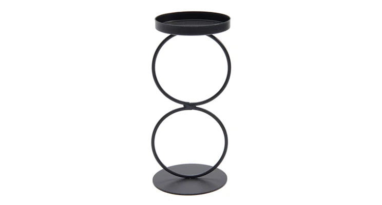 Doppelring-Kerzenständer aus Metall – schwarz