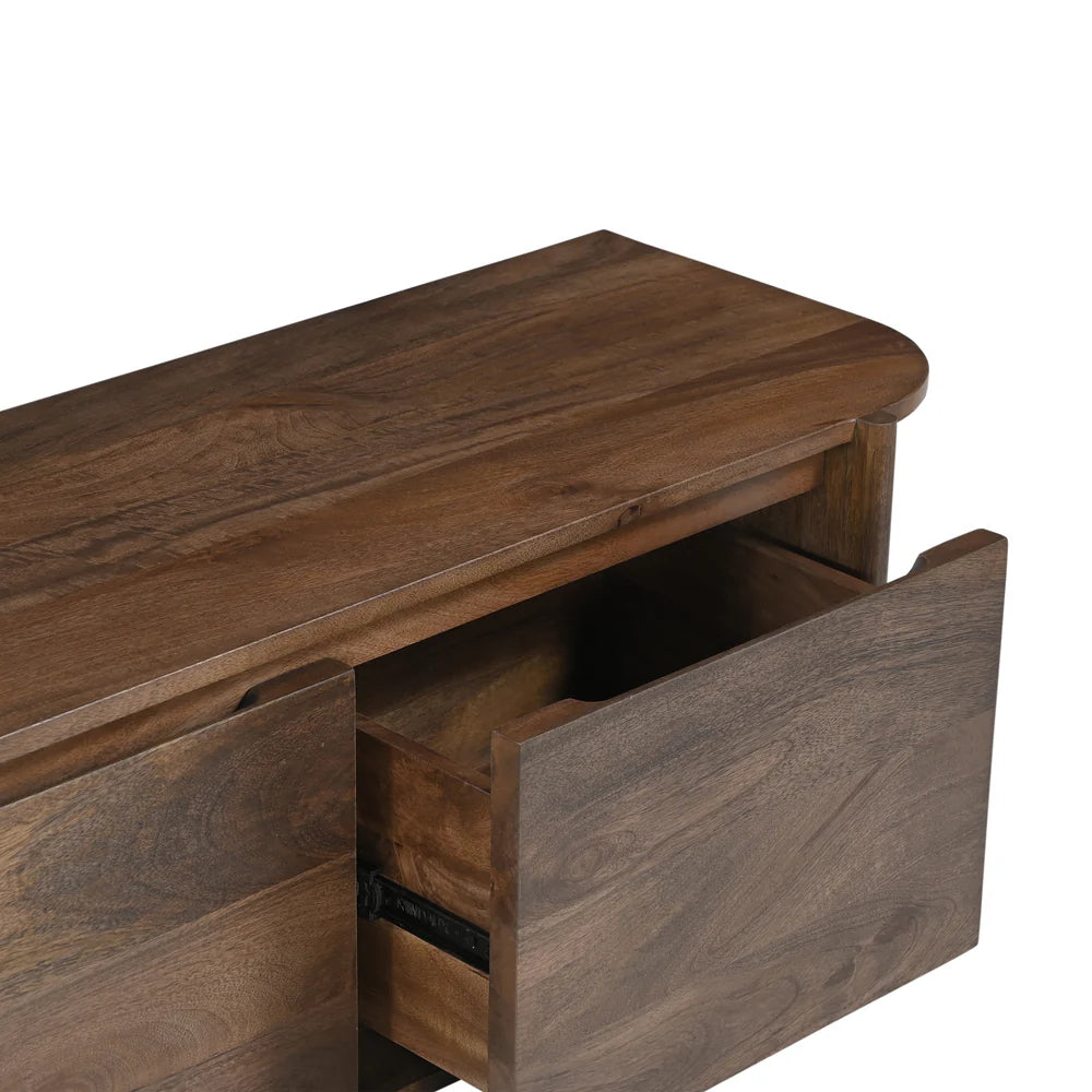 Jadefarbener, schwebender TV-Schrank, braun