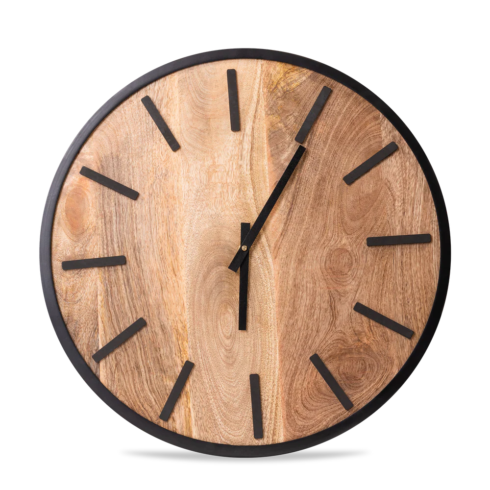 Wandklok mangohout rond