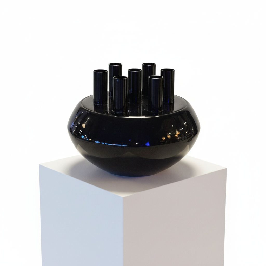 Röhrenvase Schwarz Scharlachrot