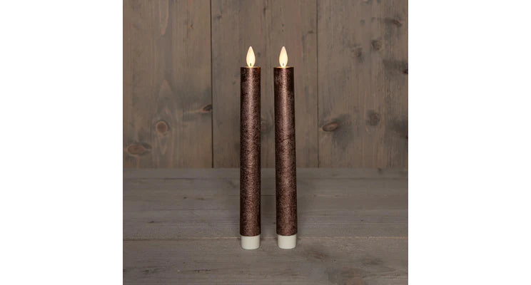 LED-Kerzen fürs Abendessen, 2 Stück, Bronze