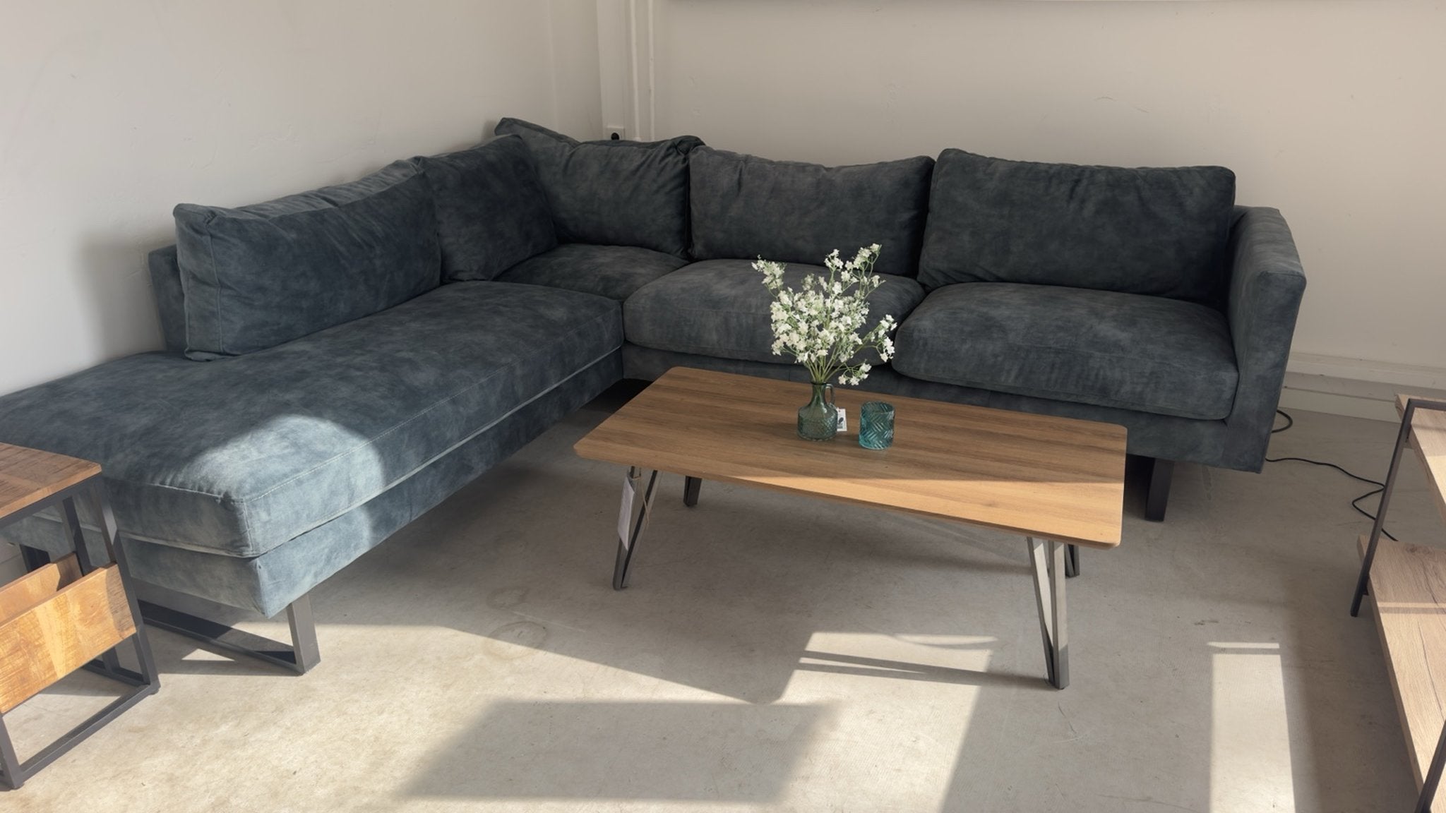 Showroom bank / hoekbank blauw