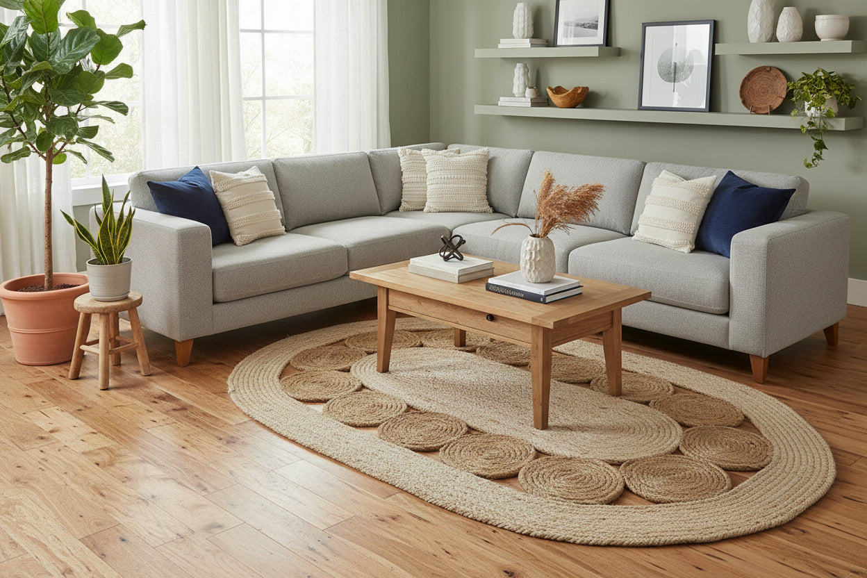 Ovaler Flechtteppich, solange der Vorrat reicht