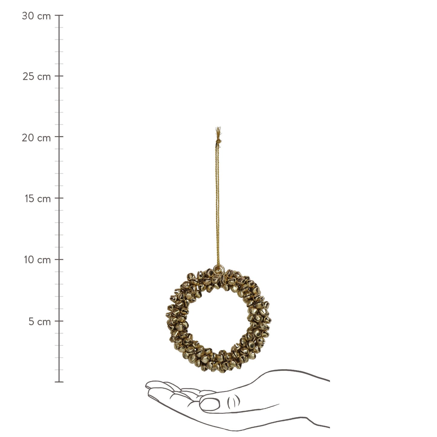 Ornament krans met belletjes goud