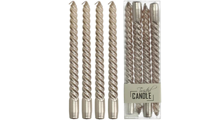 Twisted candles champagne 4 pcs