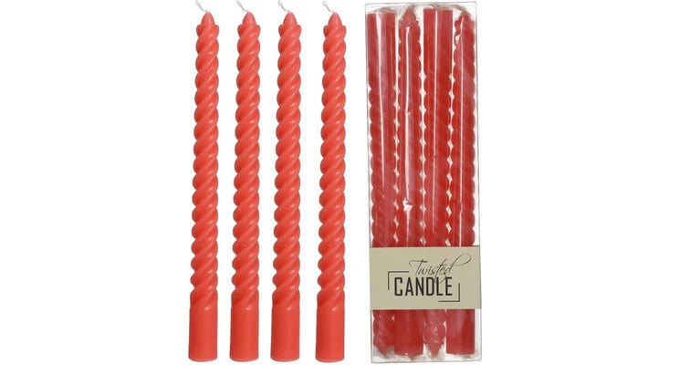 Twisted candles Peach 4 pcs