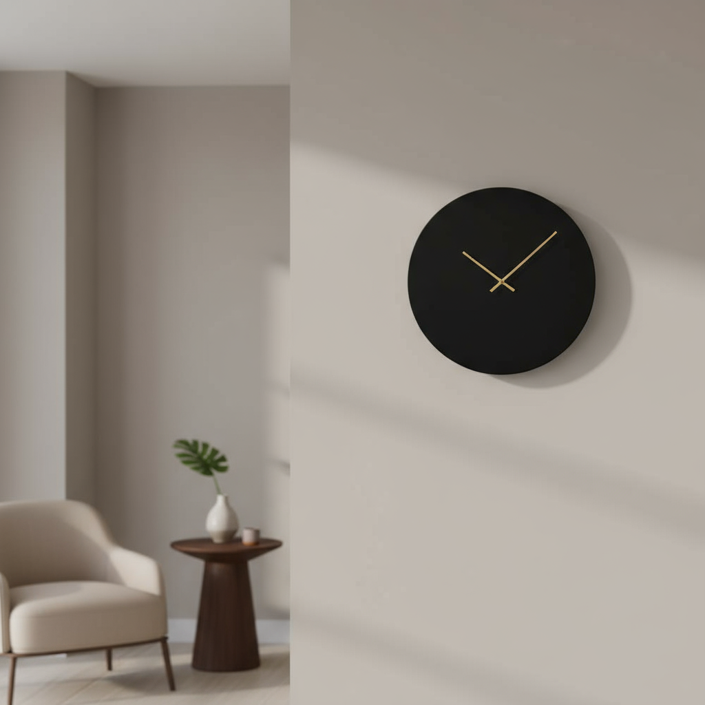 Große schwarze Wanduhr