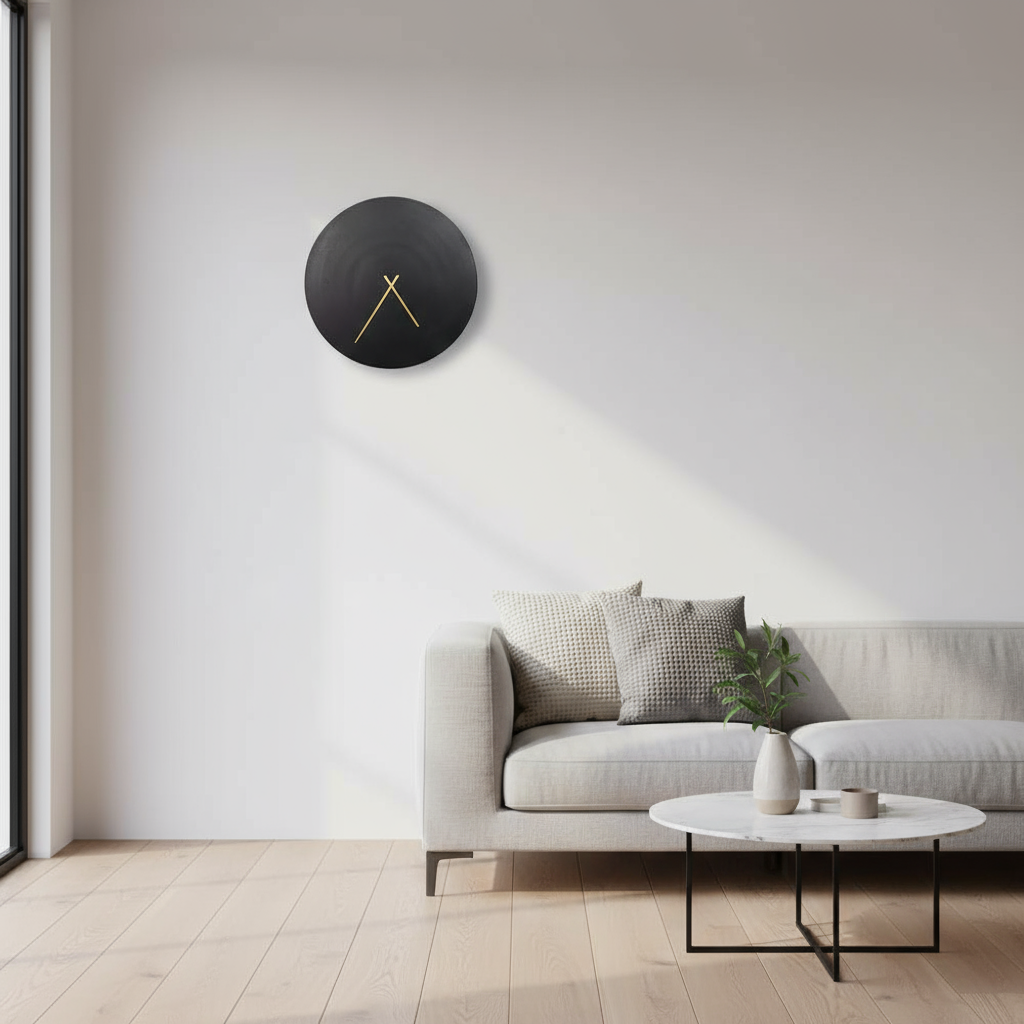 Schwarze runde Wanduhr