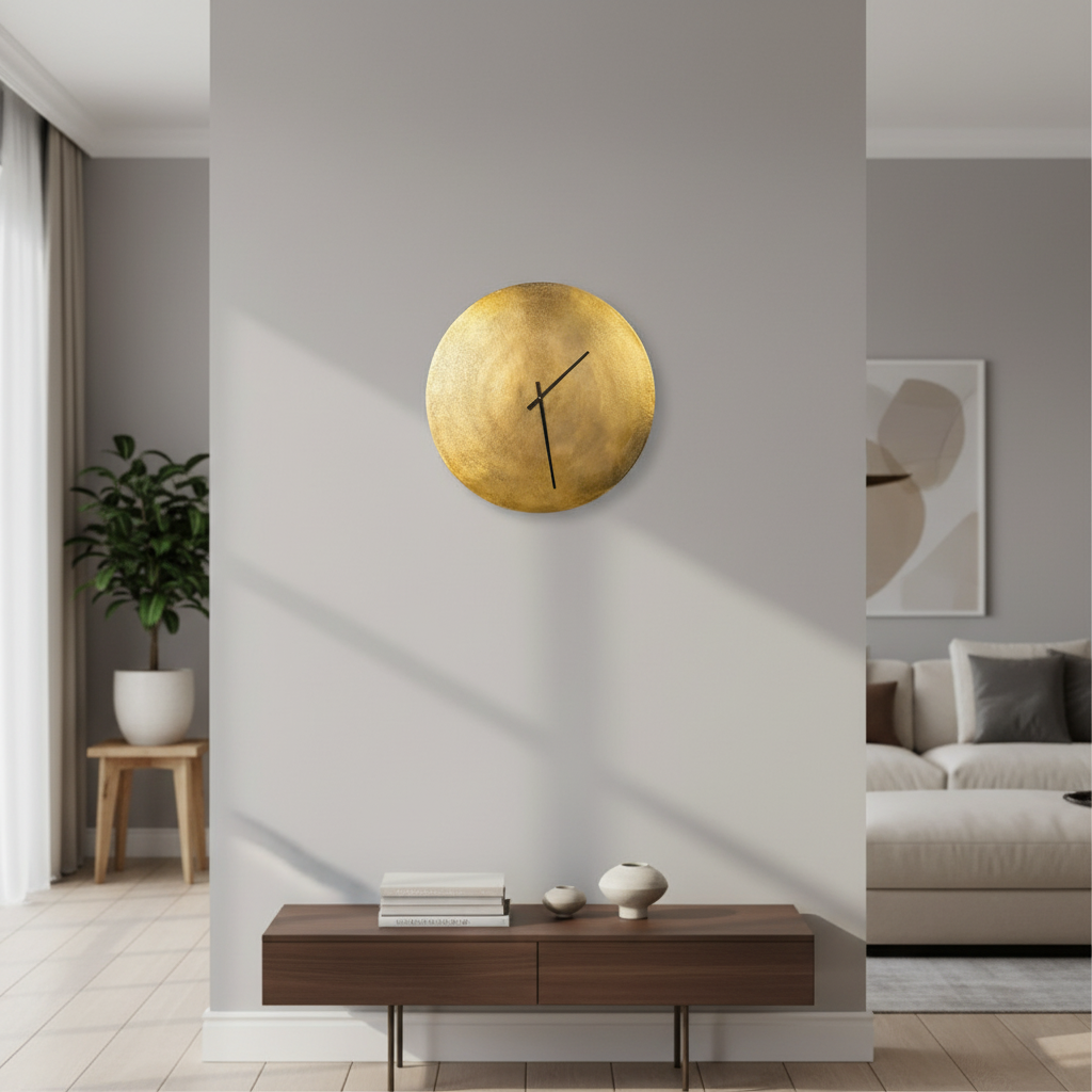 Große goldene Wanduhr