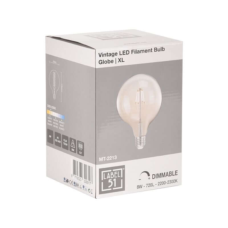 LED Carbon Filament Bulb | XL 12.5x12.5x17.6 cm l Dimmable
