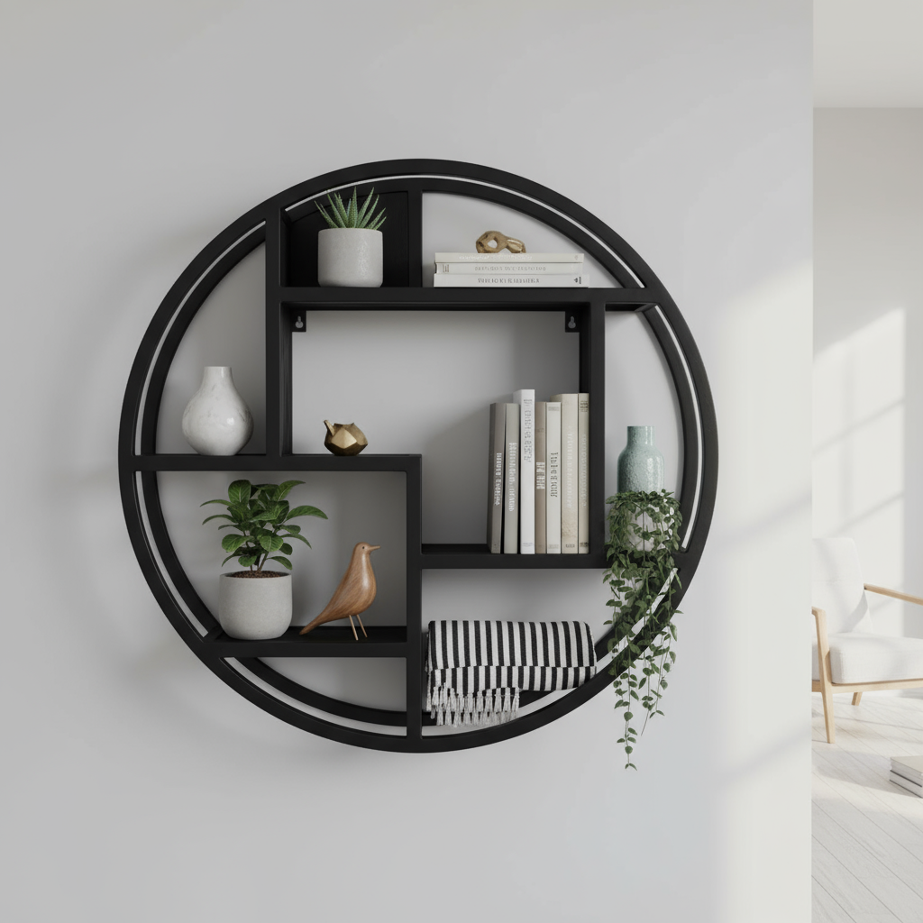 Dex Wandregal 75 cm rund schwarz