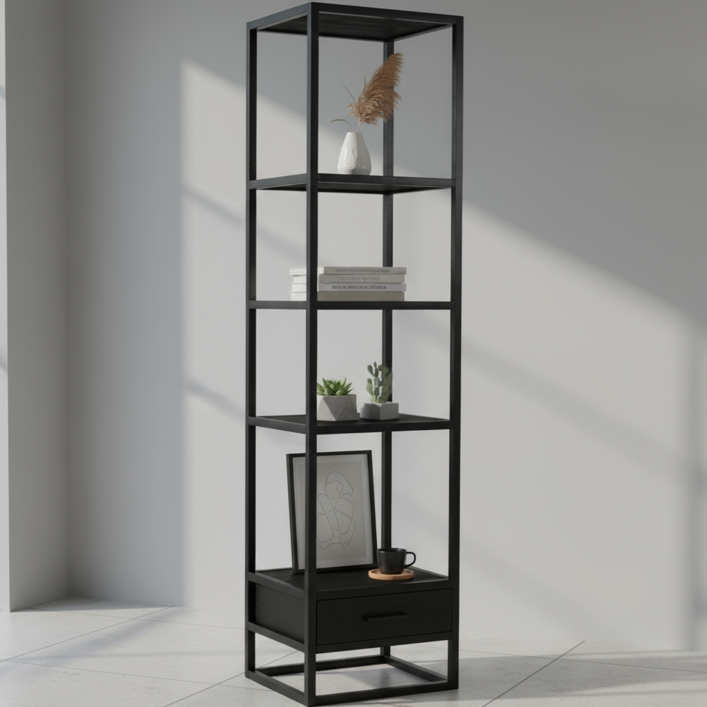 Dex Bücherregal mit 1 Schublade, schwarz