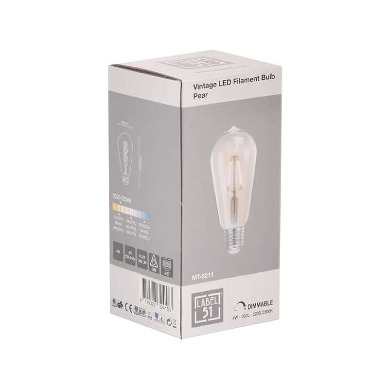 LED-Kohlenstofffadenlampe Birne 6,4 x 6,4 x 14 cm | Dimmbar