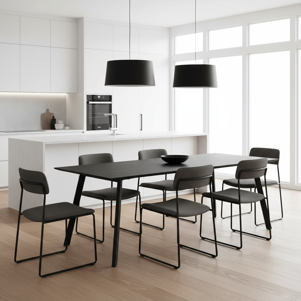Berlin black straight dining table