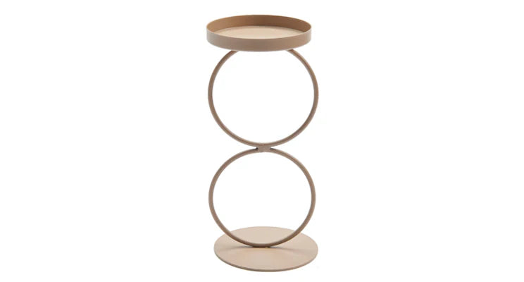 Doppelring-Kerzenständer aus Metall – taupe
