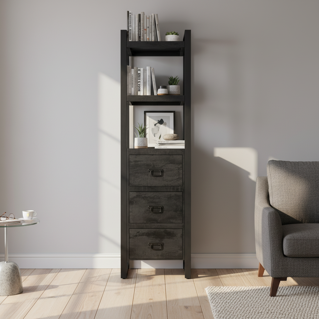 Britt bookcase + black drawers