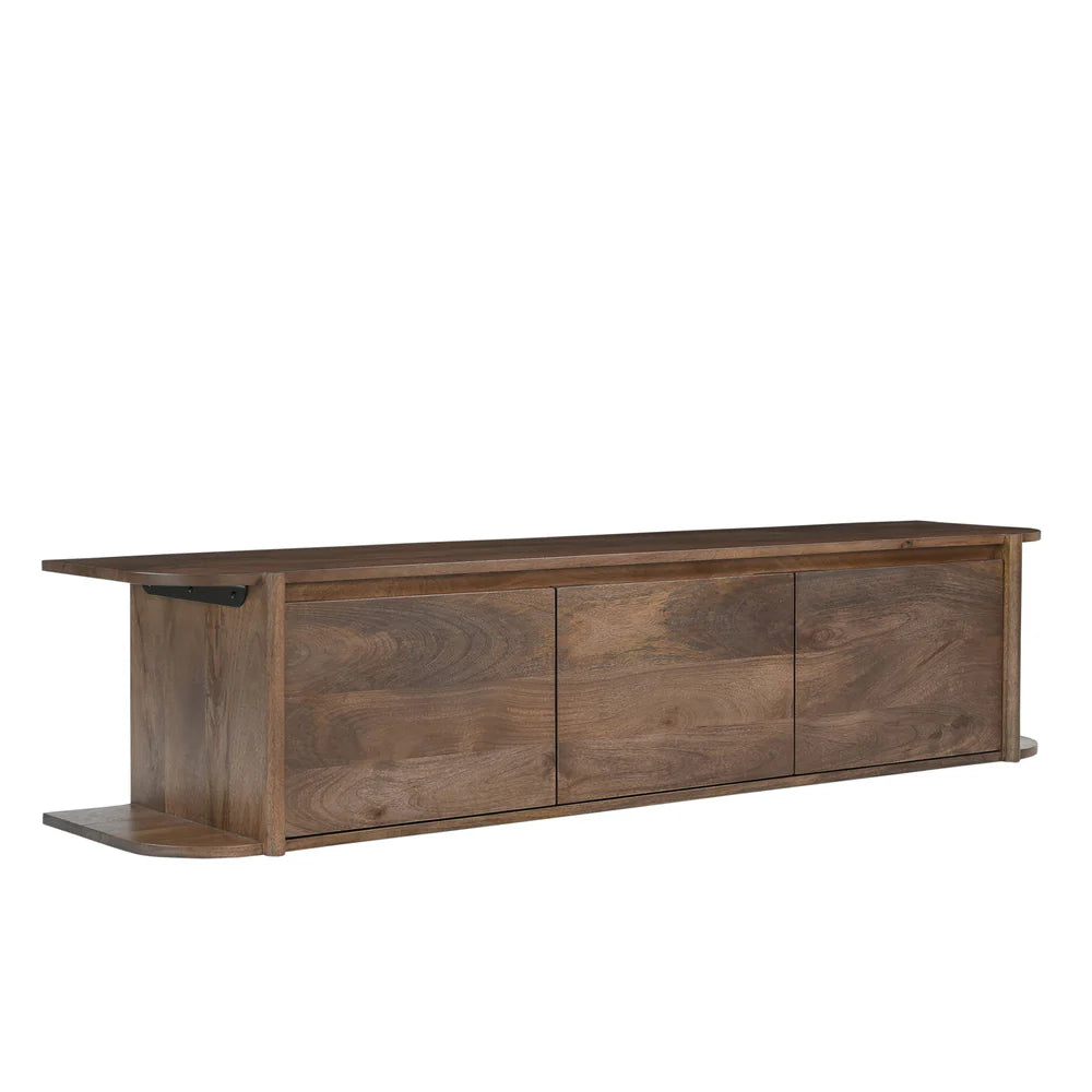 Jadefarbener, schwebender TV-Schrank, braun