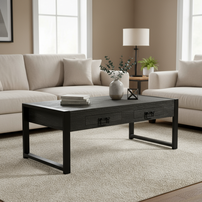 Britt black coffee table with drawers