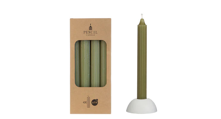 Pencil candles set of 4 - moss green