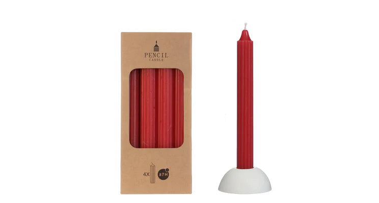 4er-Set Kerzen in Stiftform – rot