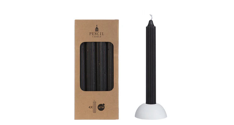 4er-Set Kerzen in Stiftform – schwarz