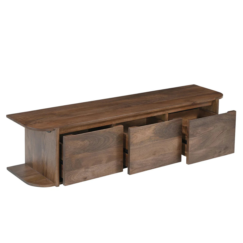 Jadefarbener, schwebender TV-Schrank, braun