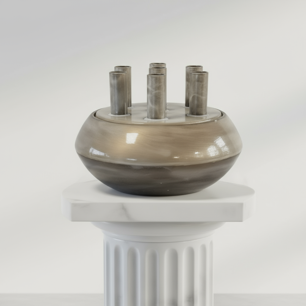 Röhrenvase Weiß Scharlachrot