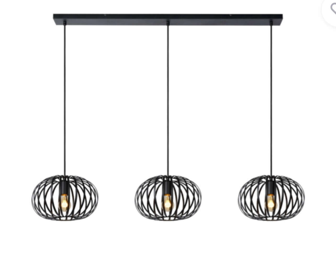 Cave 3-light pendant lamp - Black elongated