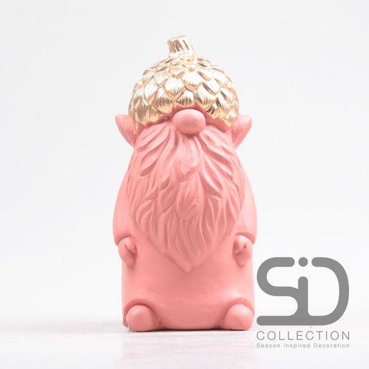 Gnome met eikel oud roze