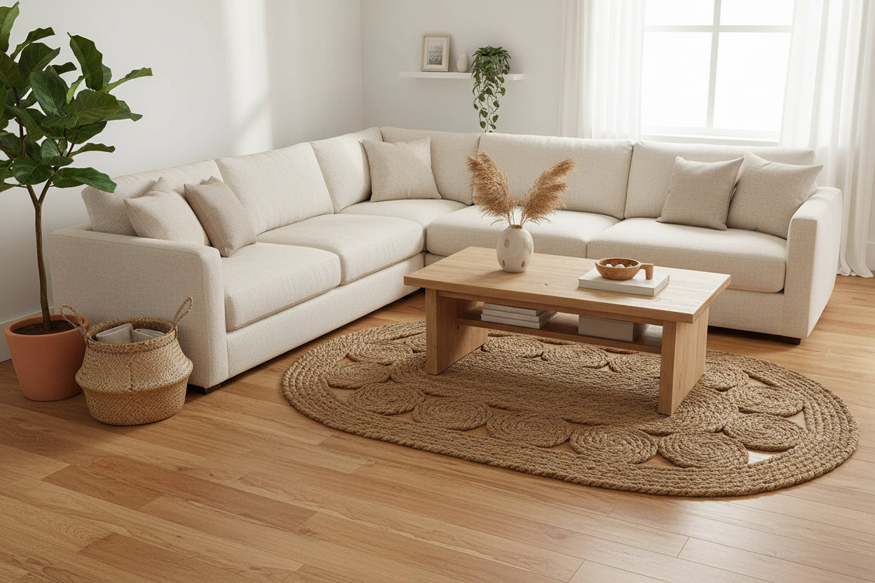 Ovaler Flechtteppich, solange der Vorrat reicht