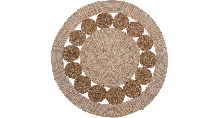 Runder, geflochtener Teppich. Nur solange der Vorrat reicht.