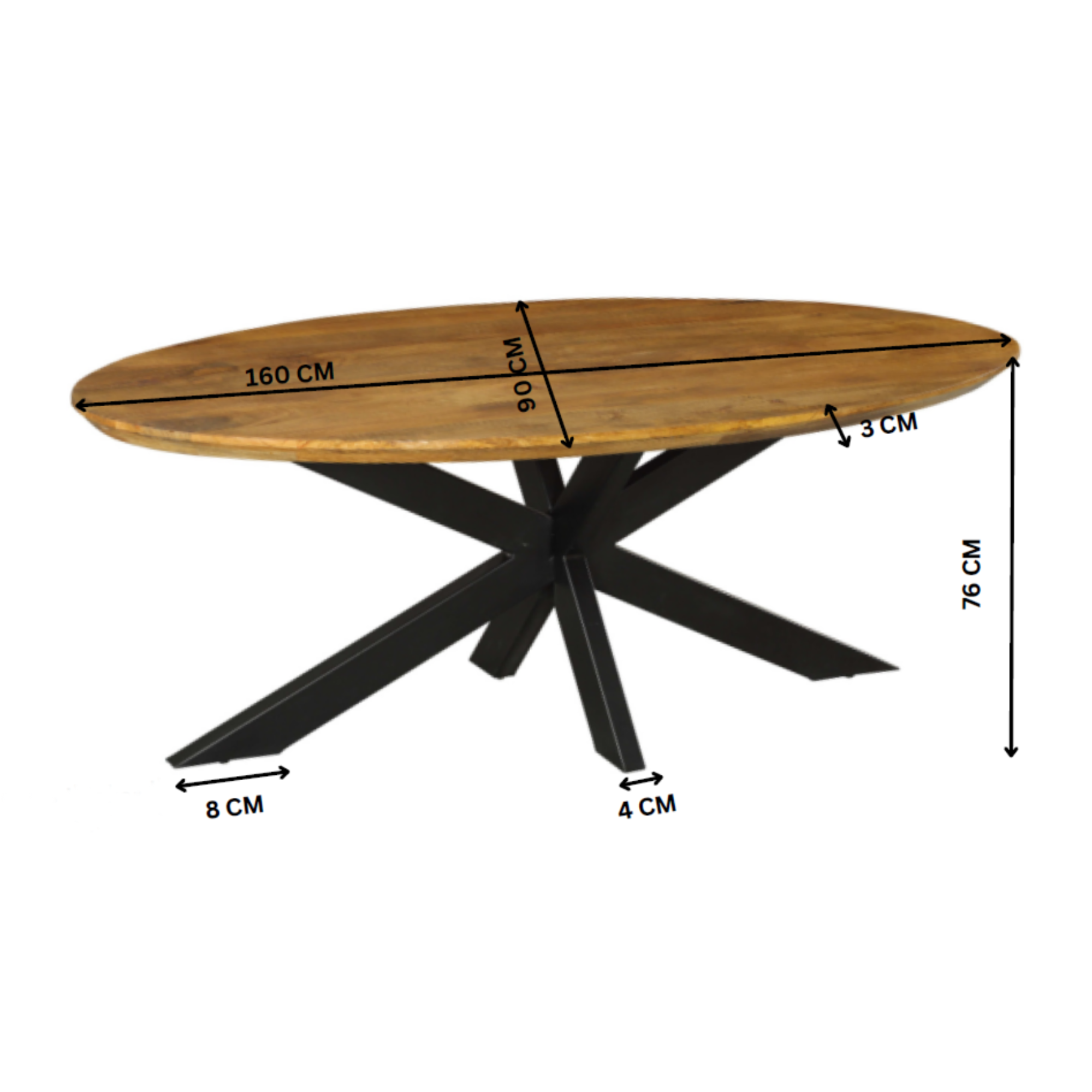 Eettafel ovaal Brandy
