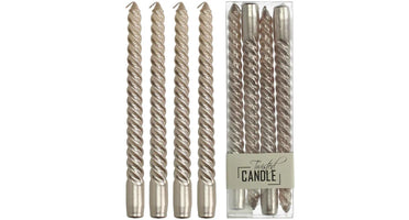 Twisted candles champagne 4 pcs