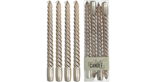 Twisted candles champagne 4 pcs