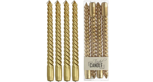 Twisted candles gold 4 pcs