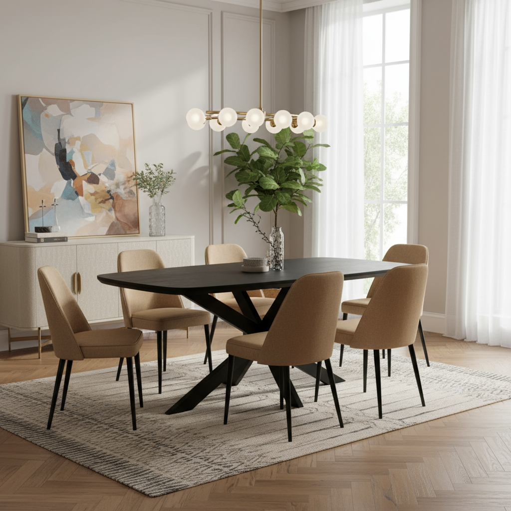 Dänischer ovaler Esstisch Bente aus Mangoholz – schwarz