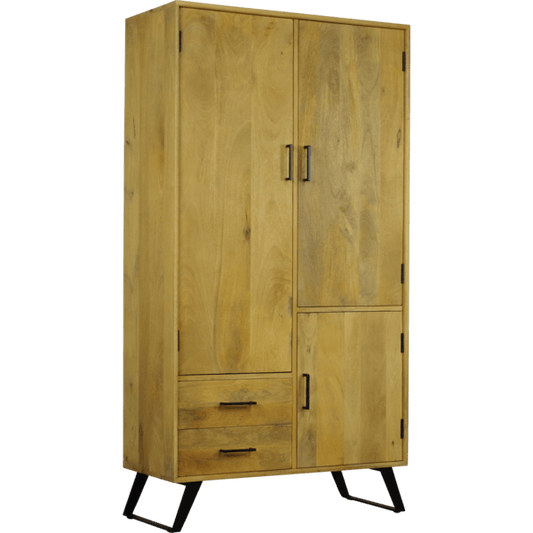 Boyd B 170 cm cabinet in natural wood finish with two doors and two drawers, ideal for storage and organization.