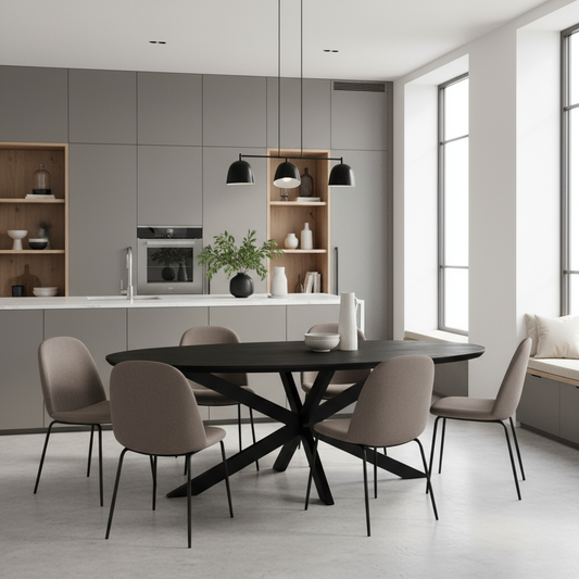 Eettafel Bert zwart ovaal verjongt