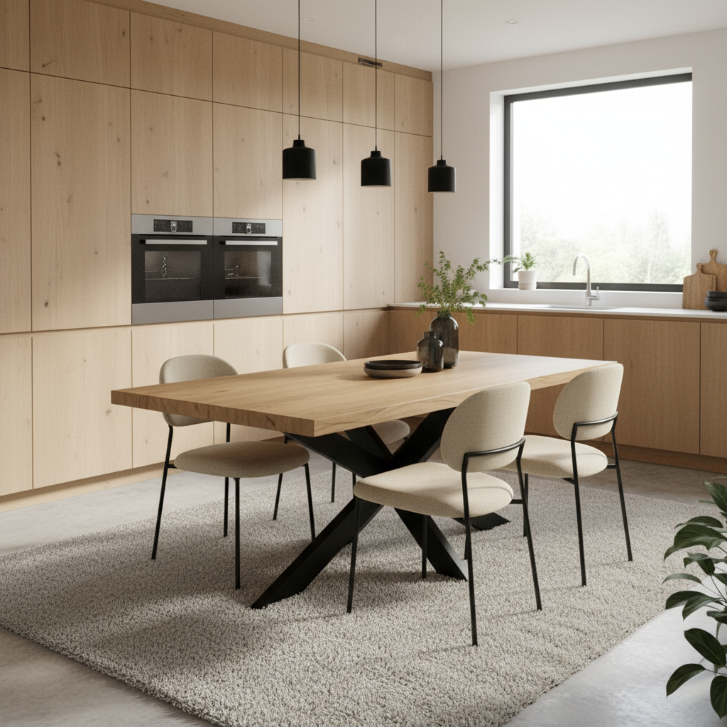 Esstisch aus geradem Mangoholz