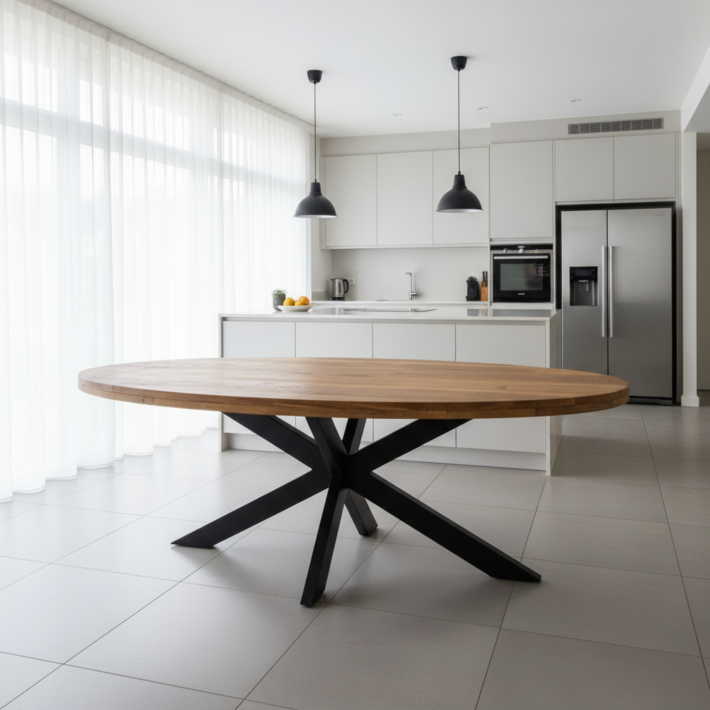 Mango wood dining table Gerrit oval - 6 cm thick top