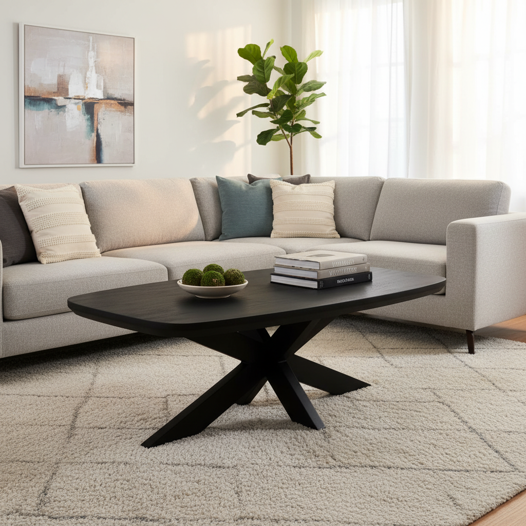 Danish oval black coffee table