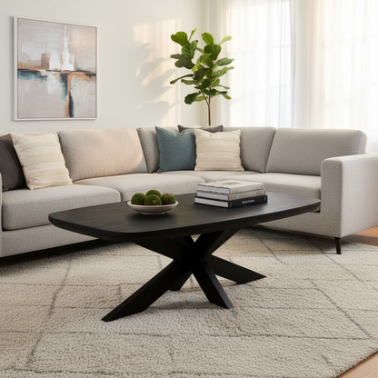 Danish oval black coffee table