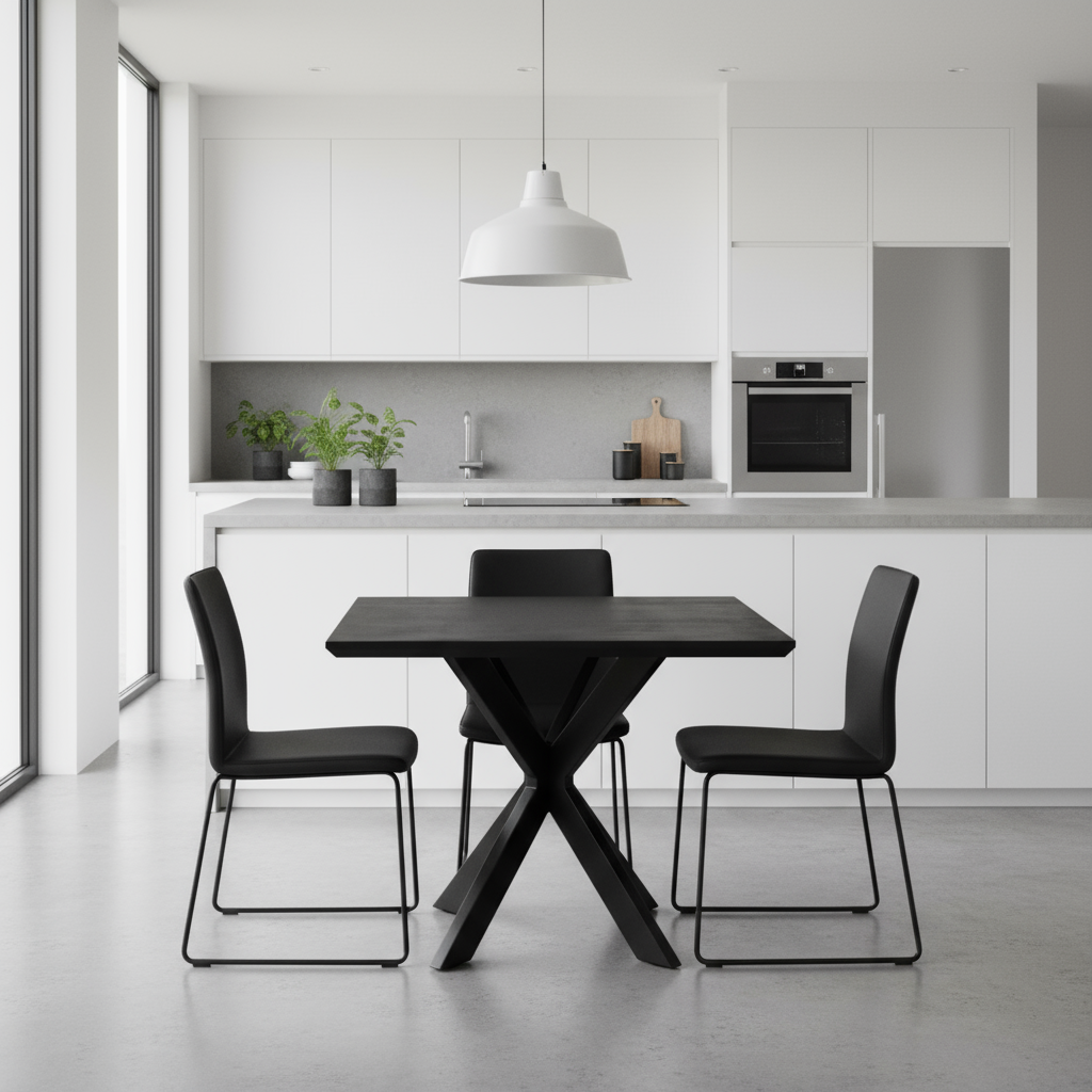 Quadratischer Esstisch schwarz 110x110