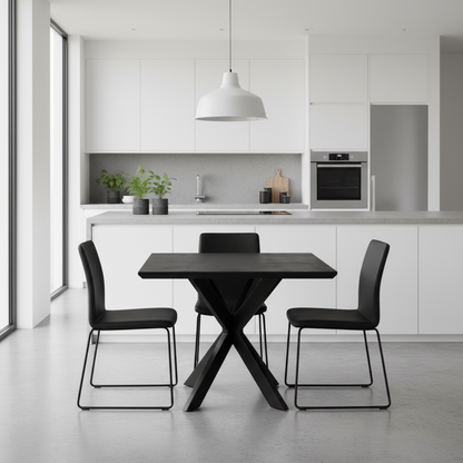 Quadratischer Esstisch schwarz 110x110