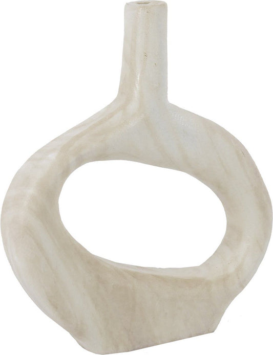 Houten donut vaas wit